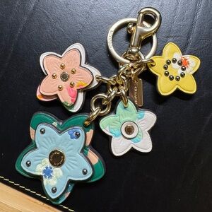 Coach wildflower Floral print Keychain with Gold Accents